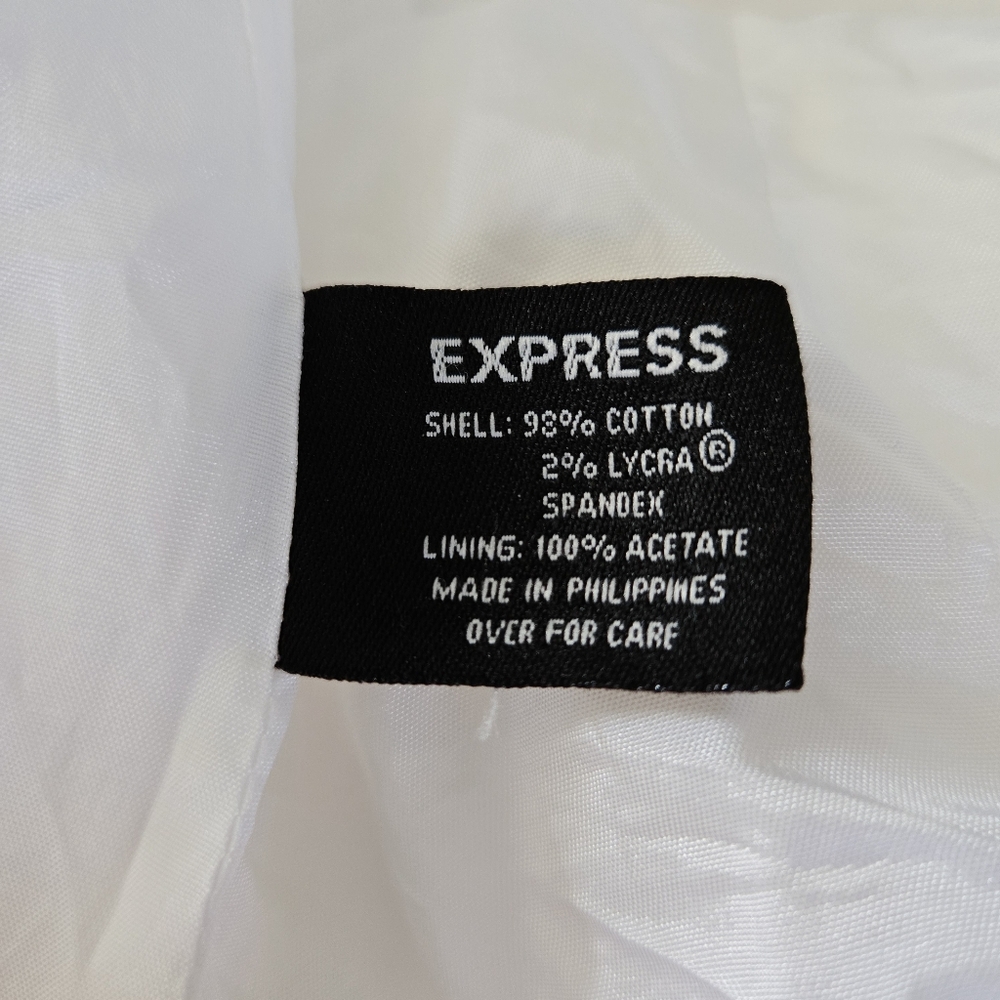 Vintage Express Stretch Blazer Jacket Size 7/8 White Lined 2 Button Pockets - Picture 5 of 16